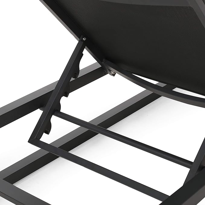 Christopher Knight Home Vivian Outdoor Aluminum Chaise Lounge with Mesh Seating (Set of 2), Black