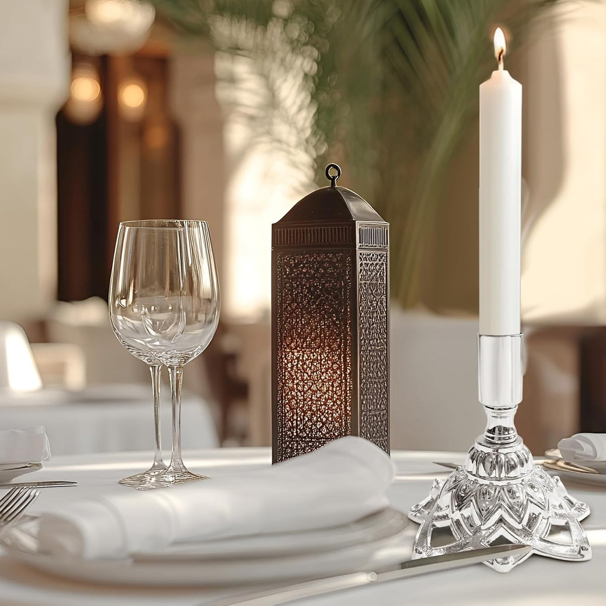 Candlestick Holders,Taper Candle Holder for Candlesticks Silver Plated Candle Metal Stick Candle Holders for Fireplace,Party, Dining,Wedding Decor,Fits 3/4 inch Thick Candle(Set of 6Pcs)