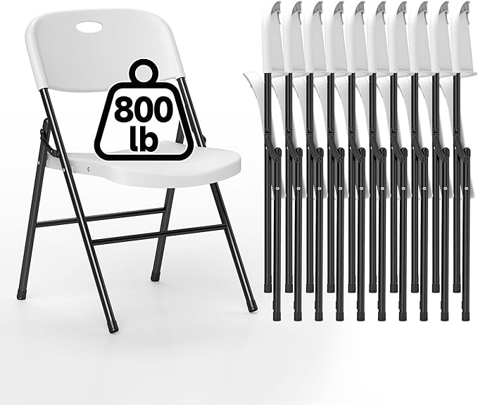 60 Pack Folding Chair, 800 Weight Limit Heavy Duty Plastic Folding Chair Portable Seating for Indoor Outdoor Events, Wedding, Party, Restaurant, Meeting Room White