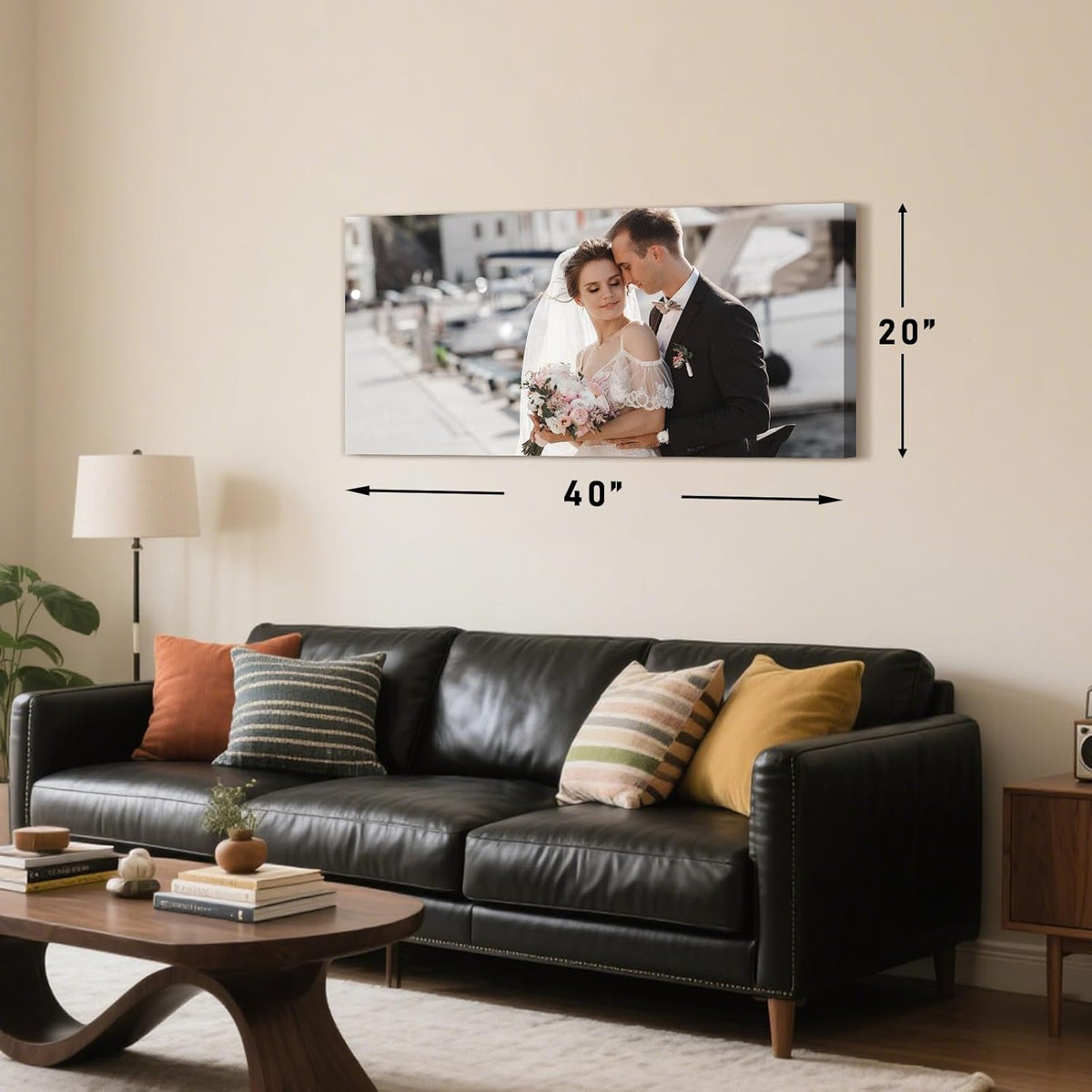 Personalized Custom Canvas Prints with Your Photos & Text, Customized Picture Print, Transform Own Images Into Framed Wall Art Digitally Printed Photo to Canvas, Keepsakes Gifts for Family 48x24’’