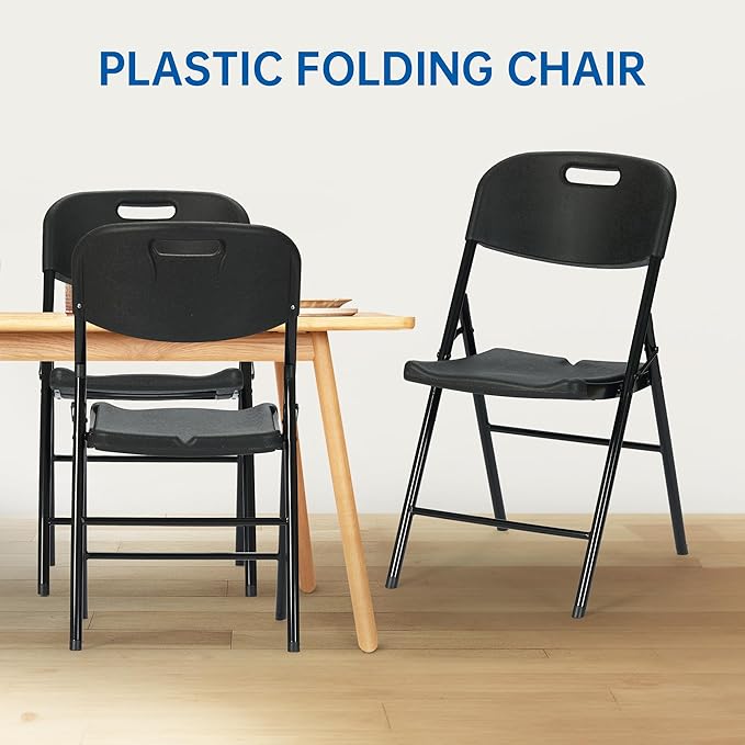90 Pack Thicker 800 LBS Black Folding Chairs, Commercial Grade Folding Chair, Foldable Chairs for Events