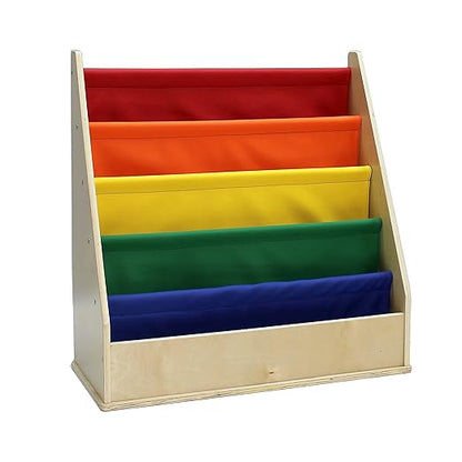 Factory Direct Partners 13745-AS Birch SoftScape Sling Book Display, 4-Shelf Vinyl Storage for Kid"s Books and Magazines for Bedroom, Playroom, Daycare, Preschool or Classroom - Assorted