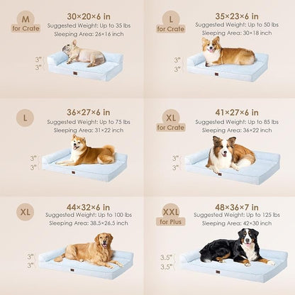EHEYCIGA Orthopedic Dog Bed Medium Size, Memory Foam Dog Bed, Washblue | Small Dog Sofa with Washable Removable Cover, Waterproof Pet Couch for Crate with Nonskid Bottom, 30x20x6