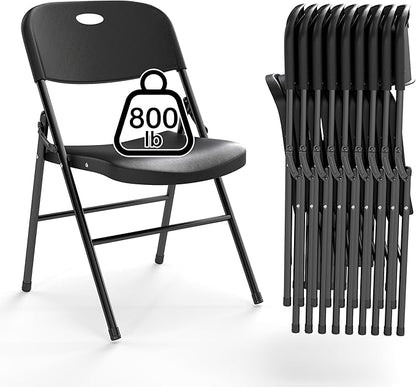 80 Pack Folding Chair, 800 Weight Limit Heavy Duty Plastic Folding Chair Portable Seating for Indoor Outdoor Events, Wedding, Party, Restaurant, Meeting Room Black