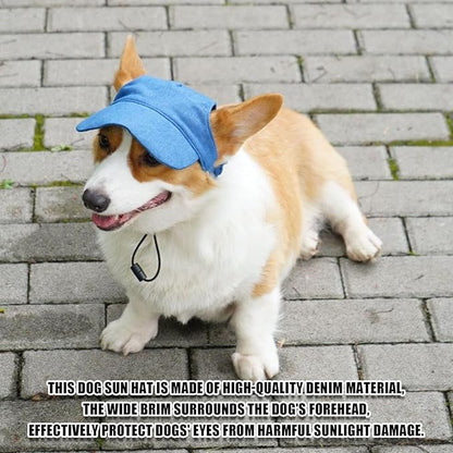 Dog Baseball Cap,Pet Summer Beach Hat,Dog Cat Sunbonnet Cap with Ear Holes,Adjustable Cat Visor for Small Medium Large Dogs (Blue, X-Large)