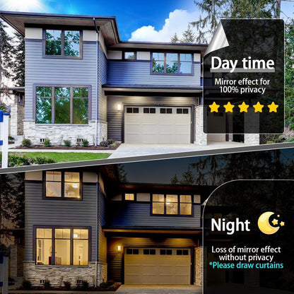 Niviy One Way Window Privacy Film Window Tint for Home See Out Not in Effect Anti UV Heat Control Glass Door Film for Home Office (Silver 29.5" x 118")
