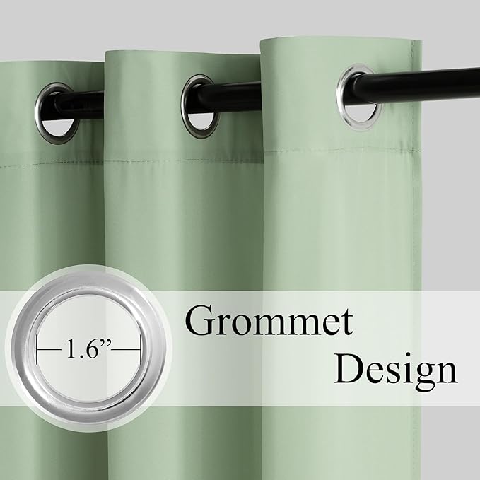 NICETOWN Non-See-Through Privacy Green Sheer Curtains 96 inches Long 2 Panels for Girls Room, 52" Wide Grommet Window Drapes for Nursery- Home Decoration Light Filtering Elegant Window Treatment