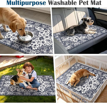 Washable Pee Pads for Dogs, 2 Pack Reusable Puppy Training Pads 24"x18" Super Absorbent Waterproof Dog Training Pads, Non-Slip Potty Pads, Whelping Pads Litter Mat Navy Blue