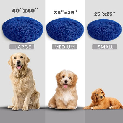 Muddy Mat®Cloud K-9 Bed for Dogs & Cats, Soft & Relaxing Donut Dog Bed, Chenille Material, Removable Cover, Washable & Dryer Safe–Navy Blue Medium(35'x35')