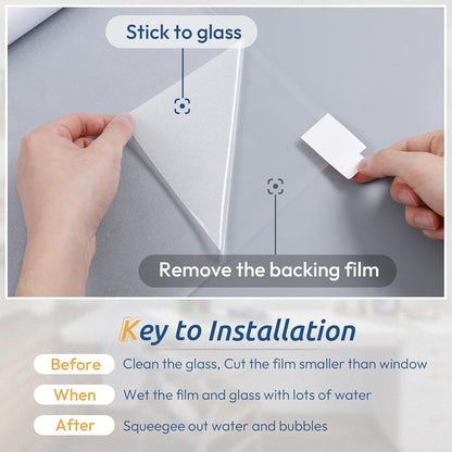 rabbitgoo Window Privacy Film, Frosted Glass Window Clings, Static Cling UV Heat Blocking Door Stickers for Home Bathroom, Removable Indoor Decal Coverings Day and Night, Pure, 11.8 x 118.1 Inches