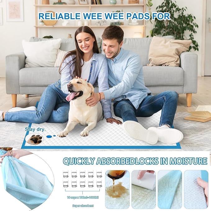 XXXXL Puppy Pee Pads for Dogs 36"x55" 40 Count, Extra Large Dog Pee Pads, Super Absorbent & Leak-Proof Disposable Potty Pads, Thicken Puppy Training Pads for Dogs, Cats and Rabbits