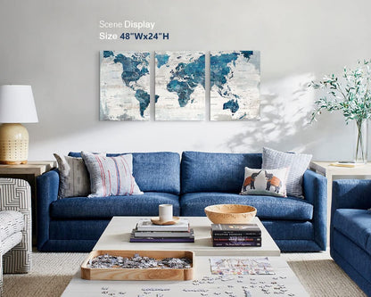 Elixart Wall Art for Living Room Office Wall Decor Pictures for Bedroom World Map Art Large Kitchen Decor 48"X24" Motivational Painting for Dining Room Wall Decorations