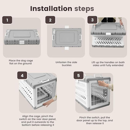 Collapsible Dog Crate for Large/Medium Dogs - 36" L Foldable Dog Cage No-Tool Assembly, Travel Dog Crate with 2 Wheels - Easy to Carry, Space-Saving, Indoor Outdoor Use, 36.4"(L) x22.84(W) 25.8"(H)