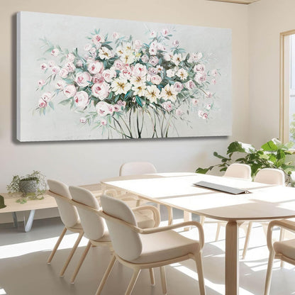 Green Wall Art Floral Home Decor Sage Green Pictures Wall Decor Pink Photo Pictures Flowers Wall Decorations for Girls Room 29"x58"