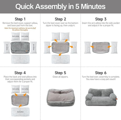 MEWOOFUN Cat Bed for Indoor Cats, Washable Dog Beds for Small Dogs & Cats with Removable Cover, Fluffy Cat Couch with Non-Slip Bottom (Grey, 26.0" L X 19.0" W X 13.0" Th)