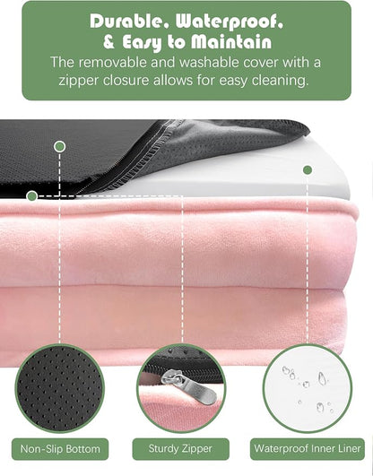 Spotted Play Orthopedic Dog Bed with Sides - Sofa Beds for Large Dogs, Supportive Foam Pet Couch Bed with Washable Removable Cover, Waterproof Lining and Non-Slip Bottom, Pink - L