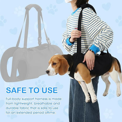 Shinylin Dog Carry Sling Emergency Backpack Pet Legs Support and Rehabilitation Dog Lift Harness Adjustable Lifting Straps Carrier for Senior Dogs Joint Injuries, Arthritis, Hiking, Skiing, Black(XL)