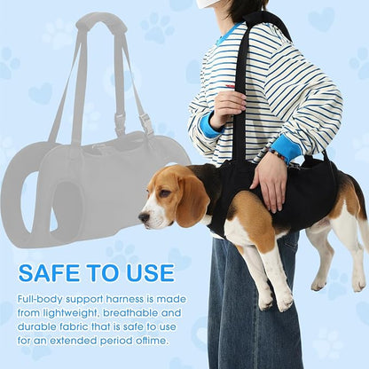 Shinylin Dog Carry Sling Emergency Backpack Pet Legs Support and Rehabilitation Dog Lift Harness Adjustable Lifting Straps Carrier for Senior Dogs Joint Injuries, Arthritis, Hiking, Skiing, Black(S)