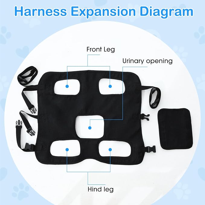 Shinylin Dog Carry Sling Emergency Backpack Pet Legs Support and Rehabilitation Dog Lift Harness Adjustable Lifting Straps Carrier for Senior Dogs Joint Injuries, Arthritis, Hiking, Skiing, Black(S)