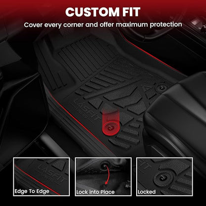 LASFIT Floor Mats 2019-2026 for Chevy Silverado/GMC Sierra 1500, 2020-2026 2500HD 3500HD, Only Double Cab/Bench Seat (Only Fit with Rear Under-Seat Storage, But Not Fit 2nd Row Plastic Storage)