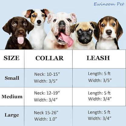 Soft Dog Collar and Leash Set Adjustable Woven Tweed Dog Collars with Metal Buckle and Lead for Small Medium Large Dogs,Beige