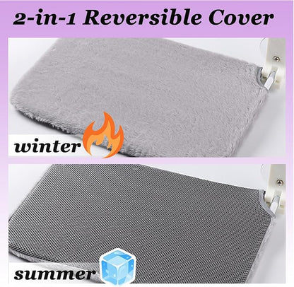 2 PCS Cat Window Perch (Medium 20.4''×11.8'') - Machine Washable Cover, 4 Large Suction Cups, Solid Metal Frame - Cordless Foldable Hammock for Indoor Cats (2×Grey)