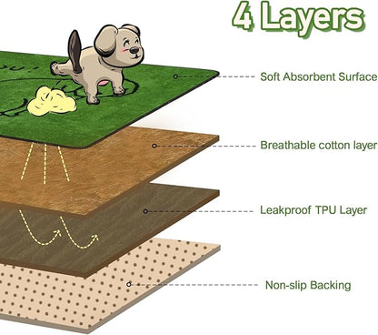 Reusable Puppy Pads , Washable Pee Pads for Dogs 48" x 30" 2 Pack | Super Absorbent & Leakproof Potty Training Pads, Plush Grass-Look With Non-Slip Backing For Crates, Playpens & Small Pets