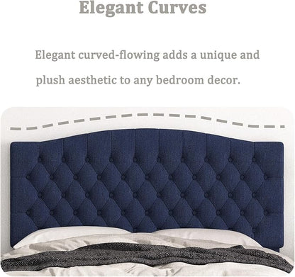 Queen Headboard Only, Upholstered Headboard for Adjustable Bed Linen Tufted Queen/Full Size Wall Mounted Head Board with Solid Wood Legs Head Board, Navy Blue
