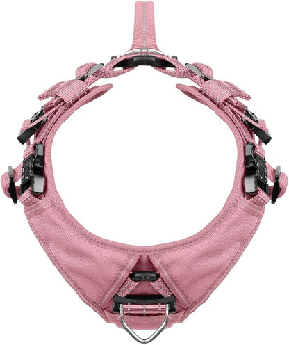 ICEFANG Dog Halter Harness with Metal Buckles,Dog Strap Vest X-Large Dogs | Control Handle,Summer-Cooling,Reflective,Front Hook,Adjustable,Soft Padded,No Pull,Pink,XLarge