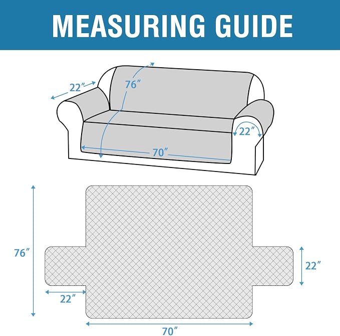 H.VERSAILTEX Sofa Cover, 100% Waterproof Slipcover Furniture Protector, Washable Couch Cover with Non-Skid Backing and Elastic Straps for Kids, Dogs, Pets(Sofa, French Oak)