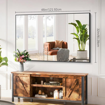 Black Bathroom Mirror for Wall, 30x48 Inch Rectangle Mirrors with Metal Frame, Modern Vanity Wall Mirror Decor for Bathroom Living Room, Entryway Hangs Horizontal or Vertical