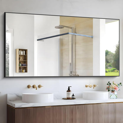 Black Bathroom Mirror for Wall, 60x30 Inch Rectangle Mirrors with Metal Frame, Modern Vanity Wall Mirror Decor for Bathroom Living Room, Entryway Hangs Horizontal or Vertical