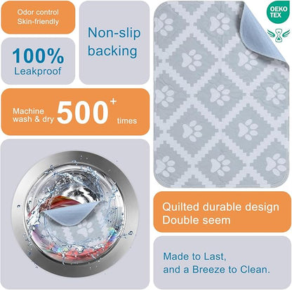 BEAUTYZOO 8 Pack Washable Pee Pads for Dogs,Reusable Puppy Pads 18x24 Gray | Waterproof Super Absorbent,Non Slip and Leak-Proof Against Urine,Whelping Pads Mats for Puppy Potty Training,Playpen,Crate