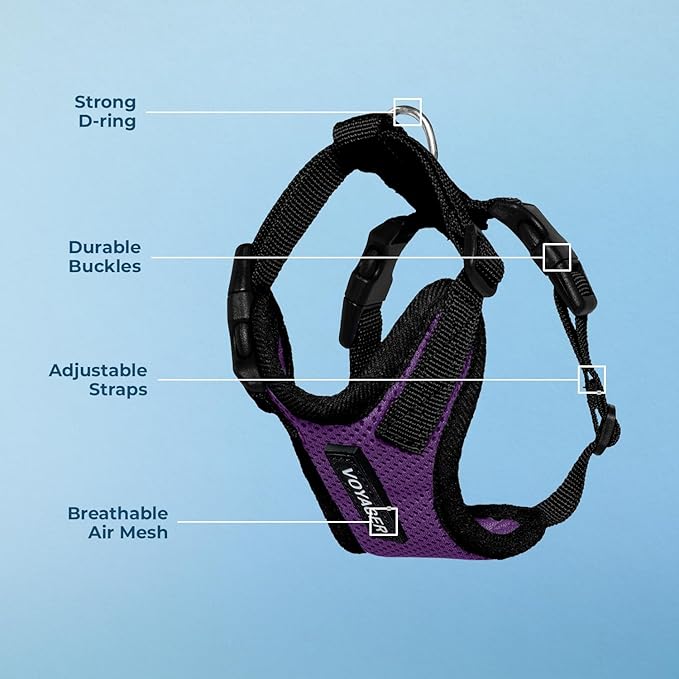 Voyager Step-in Pet Harness - All Weather Mesh, Adjustable Step in Harness for Cats and Dogs by Best Pet Supplies - Purple/Black Trim, XS