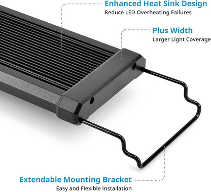NICREW ClassicLED Plus LED Aquarium Light with Timer, 10 Watts, for 12 to 18 Inch Fish Tank Light, Daylight and Moonlight Cycle