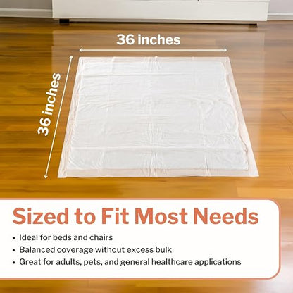 McKesson Underpads Bed Pads, Elderly, Heavy Absorbency, 36 x 36 in, 100 ct | Baby Changing, Pee Pads, Adult Incontinence Bed Pads, Chux
