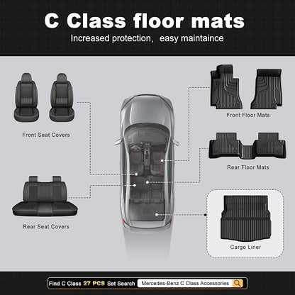 AOMSAZTO Cargo Mat for Mercedes-Benz C Class/C 300 4MATIC Sedan 2015-2021 | All Weather TPE Protection Car Cargo Liner Trunk Liner for Mercedes Benz AMG C 63 C300