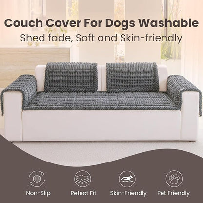 Couch Cover for Dogs Washable, Non-Slip Pet Couch Covers for Sofa, Fuzzy Dog Couch Cover Blanket, Thick, Soft, Plush Couch Cushion Covers for Sofa Protector (Dark Gray, 27.6" x 59"/70 x 150cm)