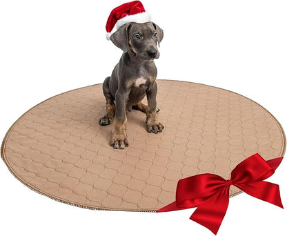 Reusable Dog Pee Pad, Washable Waterproof Round 48 in Mat, 1 Pack | 48-inch round washable waterproof pee pad, reusable slip-resistant mat for dog potty training and whelping with quick-dry