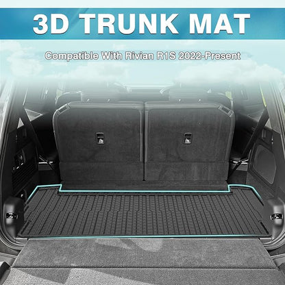 Mixsuper Cargo Liner for Rivian R1S 2022-2024 2025, All Weather Trunk Mat for R1S Accessories Anti-Slip Trunk Liner Rear Cargo Mat Black