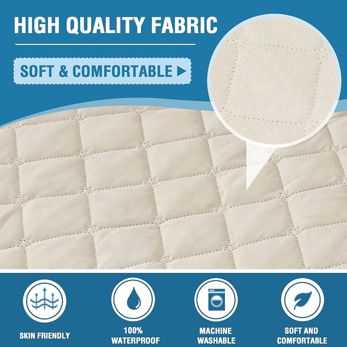 H.VERSAILTEX Couch Slip Cover, Loveseat Covers for 2 Cushion Couch, Dog Sofa Protector, Furniture Covers for Pets, 100% Waterproof Cover with Non-Skid Backing & Elastic Straps(Loveseat, Coconut Milk)