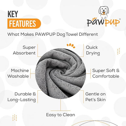 Dog Towels for Drying Dogs Super Absorbent Microfiber Pet Grooming Towel for Dogs, Cats and Other Pets (55 x 28 Inches, Grey)