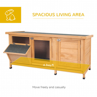 Large Bunny Hutch, Rabbit Cage With 2 Outside Areas And 1 Main House For Small Animals, Yellow