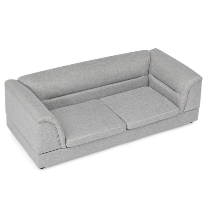 Oversized Pet Sofa, Curved Armrest Rectangular Dog Sofa, Linen Fabric Comfort Pet Couch for Large & Oversized Dogs-LIGHT GREYX