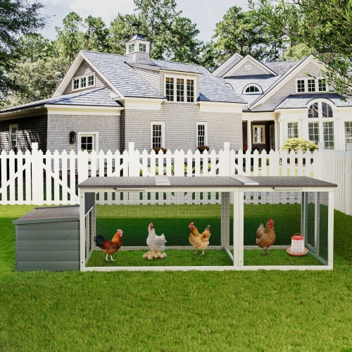 20.93ft  Large Wooden Chicken Coop Outdoor Hen House With Nesting Box  Weatherproof Asphalt Roof Walk In Poultry Cage With Secure Locks Metal Mesh Run For  Farm Use