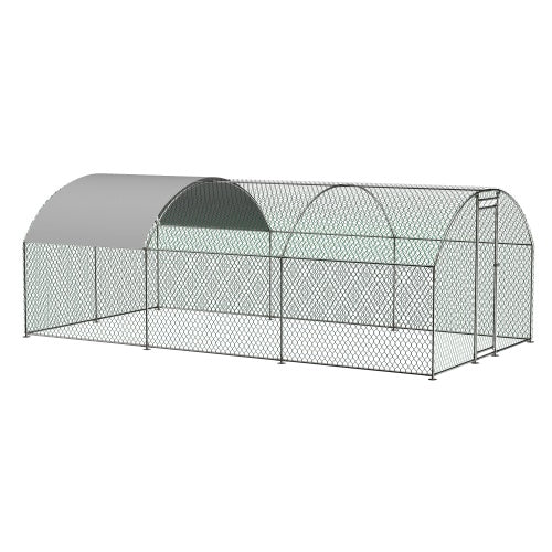 Large Chicken Coop Metal Chicken Track With Waterproof And UV Cover, Dome Shape Walk-In Fence Chicken Coop For Outdoor And Yard Farm Use
