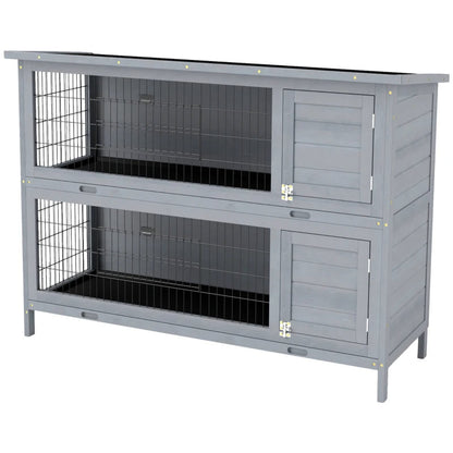 54 2-Story Large Rabbit Hutch Bunny Cage Pet House Small Animal Habitat With Lockable Doors
