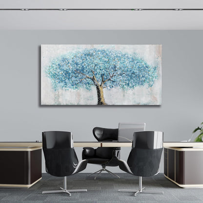 Yuaxker Tree Wall Art Blue and Gold Canvas Painting Modern Aesthetic Wall Decor Spiritual Artwork for Living Room Bedroom Dining Room Office Home Decor 20x40inch