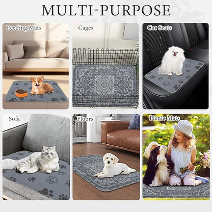 Homimp Washable Pee Pads for Dogs,4 Pack Reusable Puppy Pads,Absorbent and Leakproof Dog Pee Pads,Non Slip Puppy Training Pads,Pet Mat for Floor,Crate,Couch,Whelping,Grey 24"x36"