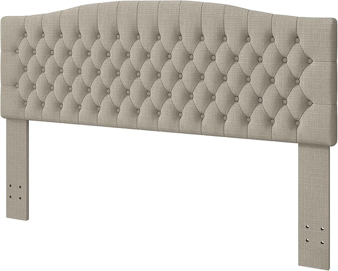 King Headboard Only, Upholstered Headboard King for Adjustable Bed Linen Tufted Calking Size Wall Mounted Head Board with Solid Wood Legs Head Board, Linen
